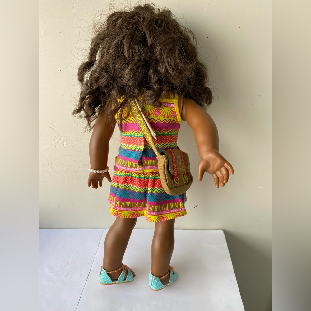 American Girl Doll Dark Skin Curly Hair Outfit Bundle | Colorful Summer Dress - Picture 5 of 11